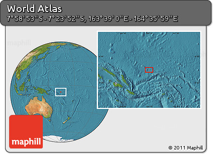 Satellite Location Map of the Area around 7° 41' 23" S, 164° 7' 30" E