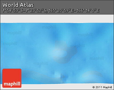 Physical 3D Map of the Area around 7° 41' 23" S, 165° 49' 29" E