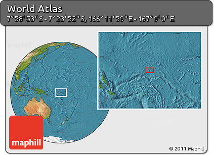 Satellite Location Map of the Area around 7° 41' 23" S, 166° 40' 30" E