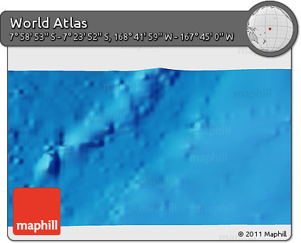 Shaded Relief 3D Map of the Area around 7° 41' 23" S, 168° 13' 29" W