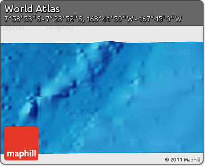 Shaded Relief 3D Map of the Area around 7° 41' 23" S, 168° 13' 29" W