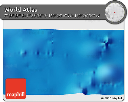 Shaded Relief 3D Map of the Area around 7° 41' 23" S, 169° 55' 30" W