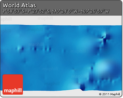 Shaded Relief 3D Map of the Area around 7° 41' 23" S, 169° 55' 30" W