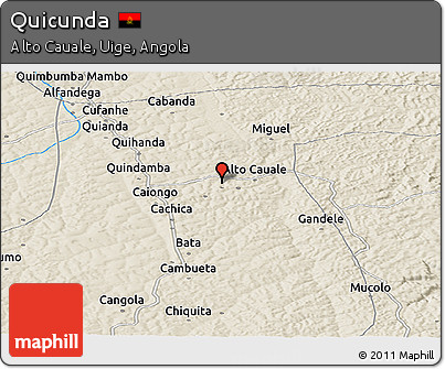 Shaded Relief Panoramic Map of Quicunda
