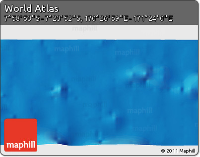 Physical 3D Map of the Area around 7° 41' 23" S, 170° 55' 30" E