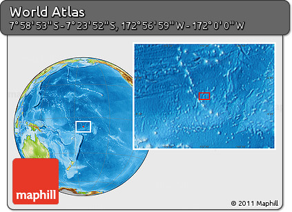 Physical Location Map of the Area around 7° 41' 23" S, 172° 28' 29" W
