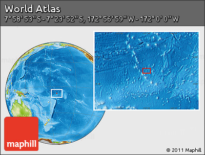 Physical Location Map of the Area around 7° 41' 23" S, 172° 28' 29" W