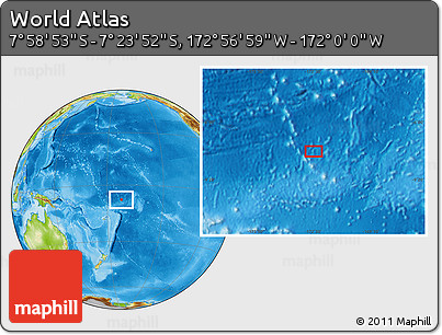 Physical Location Map of the Area around 7° 41' 23" S, 172° 28' 29" W
