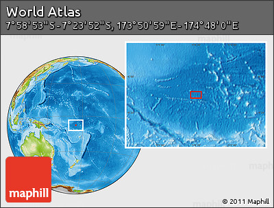 Physical Location Map of the Area around 7° 41' 23" S, 174° 19' 29" E
