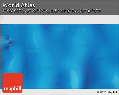 Physical 3D Map of the Area around 7° 41' 23" S, 176° 1' 30" E