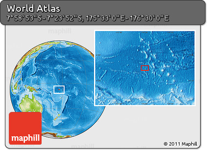 Physical Location Map of the Area around 7° 41' 23" S, 176° 1' 30" E