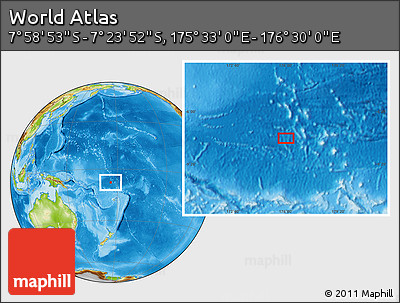 Physical Location Map of the Area around 7° 41' 23" S, 176° 1' 30" E