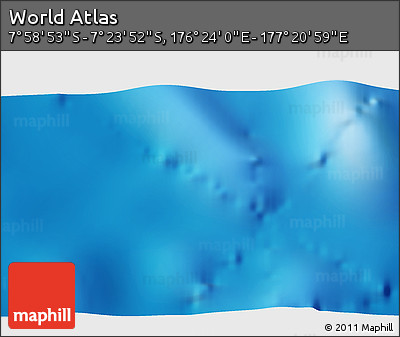 Physical 3D Map of the Area around 7° 41' 23" S, 176° 52' 30" E