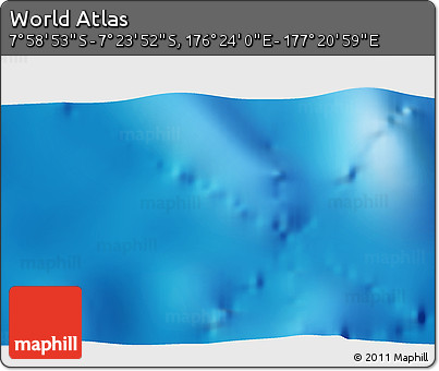 Physical 3D Map of the Area around 7° 41' 23" S, 176° 52' 30" E