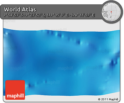 Physical 3D Map of the Area around 7° 41' 23" S, 177° 43' 29" E
