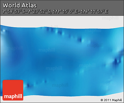 Physical 3D Map of the Area around 7° 41' 23" S, 177° 43' 29" E
