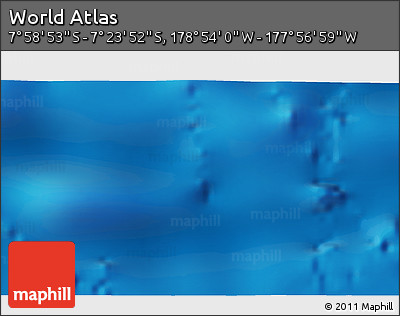 Physical 3D Map of the Area around 7° 41' 23" S, 178° 25' 30" W