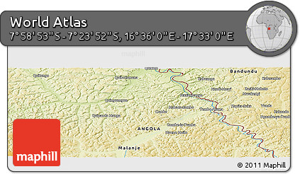 Physical Panoramic Map of the Area around 7° 41' 23" S, 17° 4' 30" E