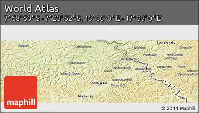 Physical Panoramic Map of the Area around 7° 41' 23" S, 17° 4' 30" E