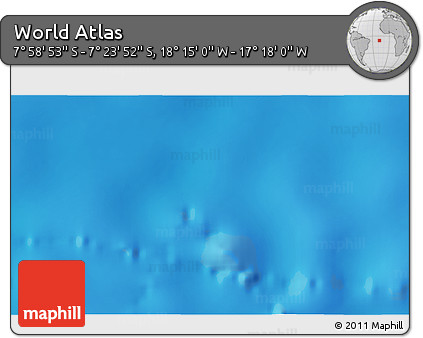 Shaded Relief 3D Map of the Area around 7° 41' 23" S, 17° 46' 29" W