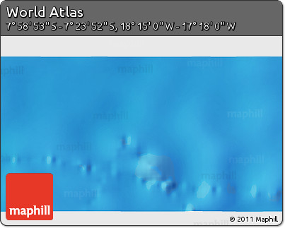 Shaded Relief 3D Map of the Area around 7° 41' 23" S, 17° 46' 29" W