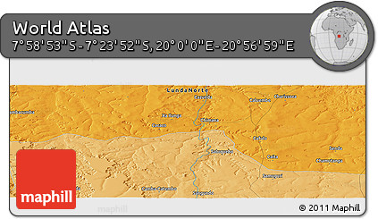 Political Panoramic Map of the Area around 7° 41' 23" S, 20° 28' 30" E