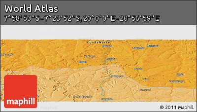 Political Panoramic Map of the Area around 7° 41' 23" S, 20° 28' 30" E
