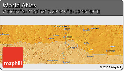 Political Panoramic Map of the Area around 7° 41' 23" S, 20° 28' 30" E