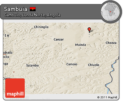 Shaded Relief Panoramic Map of Sambuia