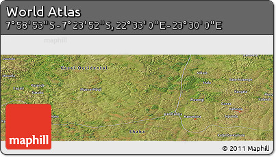 Satellite Panoramic Map of the Area around 7° 41' 23" S, 23° 1' 29" E