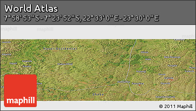 Satellite Panoramic Map of the Area around 7° 41' 23" S, 23° 1' 29" E