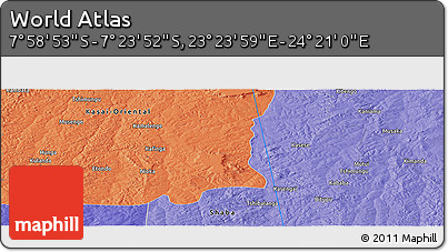 Political Panoramic Map of the Area around 7° 41' 23" S, 23° 52' 30" E