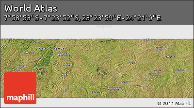 Satellite Panoramic Map of the Area around 7° 41' 23" S, 23° 52' 30" E
