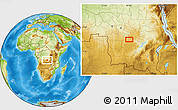 Physical Location Map of the area around 7° 41' 23" S, 24° 43' 30" E