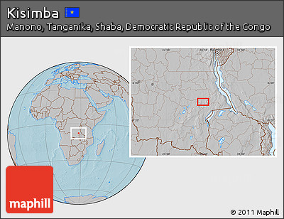 Gray Location Map of Kisimba, hill shading