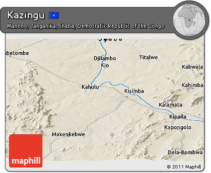 Shaded Relief Panoramic Map of Kazingu