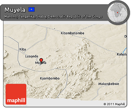Shaded Relief Panoramic Map of Muyela