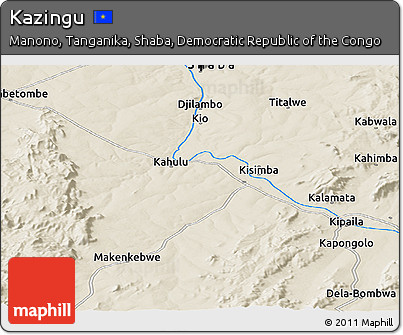 Shaded Relief Panoramic Map of Kazingu