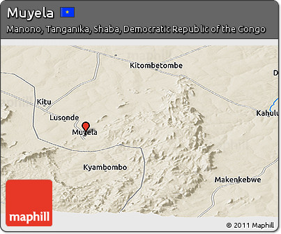 Shaded Relief Panoramic Map of Muyela