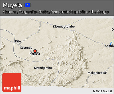 Shaded Relief Panoramic Map of Muyela