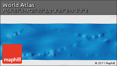 Physical Panoramic Map of the Area around 7° 41' 23" S, 2° 37' 30" E