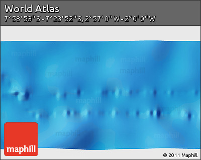 Physical 3D Map of the Area around 7° 41' 23" S, 2° 28' 30" W