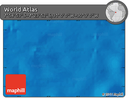 Shaded Relief Map of the Area around 7° 41' 23" S, 30° 31' 29" W