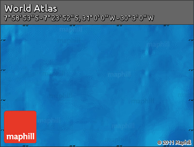 Shaded Relief Map of the Area around 7° 41' 23" S, 30° 31' 29" W