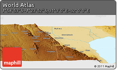 Physical Panoramic Map of the Area around 7° 41' 23" S, 31° 31' 29" E