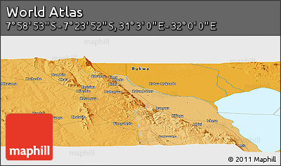 Political Panoramic Map of the Area around 7° 41' 23" S, 31° 31' 29" E