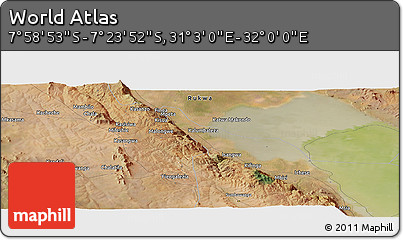 Satellite Panoramic Map of the Area around 7° 41' 23" S, 31° 31' 29" E