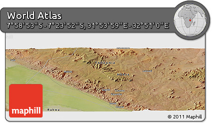 Satellite Panoramic Map of the Area around 7° 41' 23" S, 32° 22' 30" E