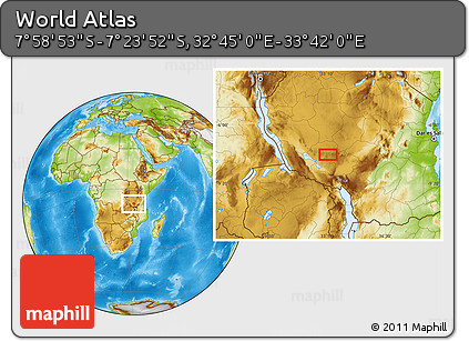 Physical Location Map of the Area around 7° 41' 23" S, 33° 13' 30" E