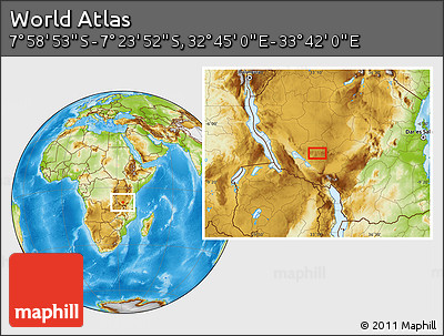 Physical Location Map of the Area around 7° 41' 23" S, 33° 13' 30" E